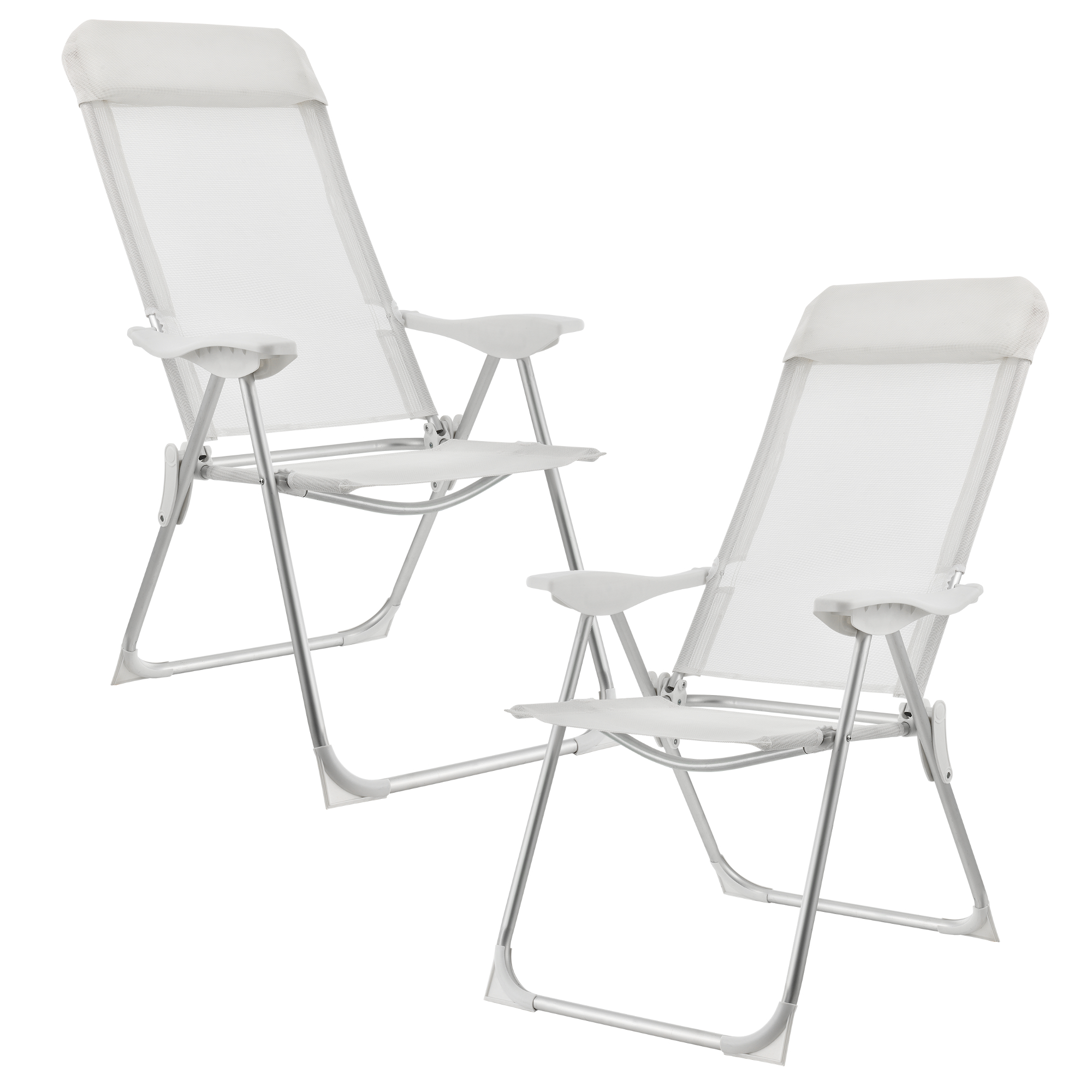 Casa Pro 2x Alu Garden Camping Picnic Chair Collapsible Aluminium White