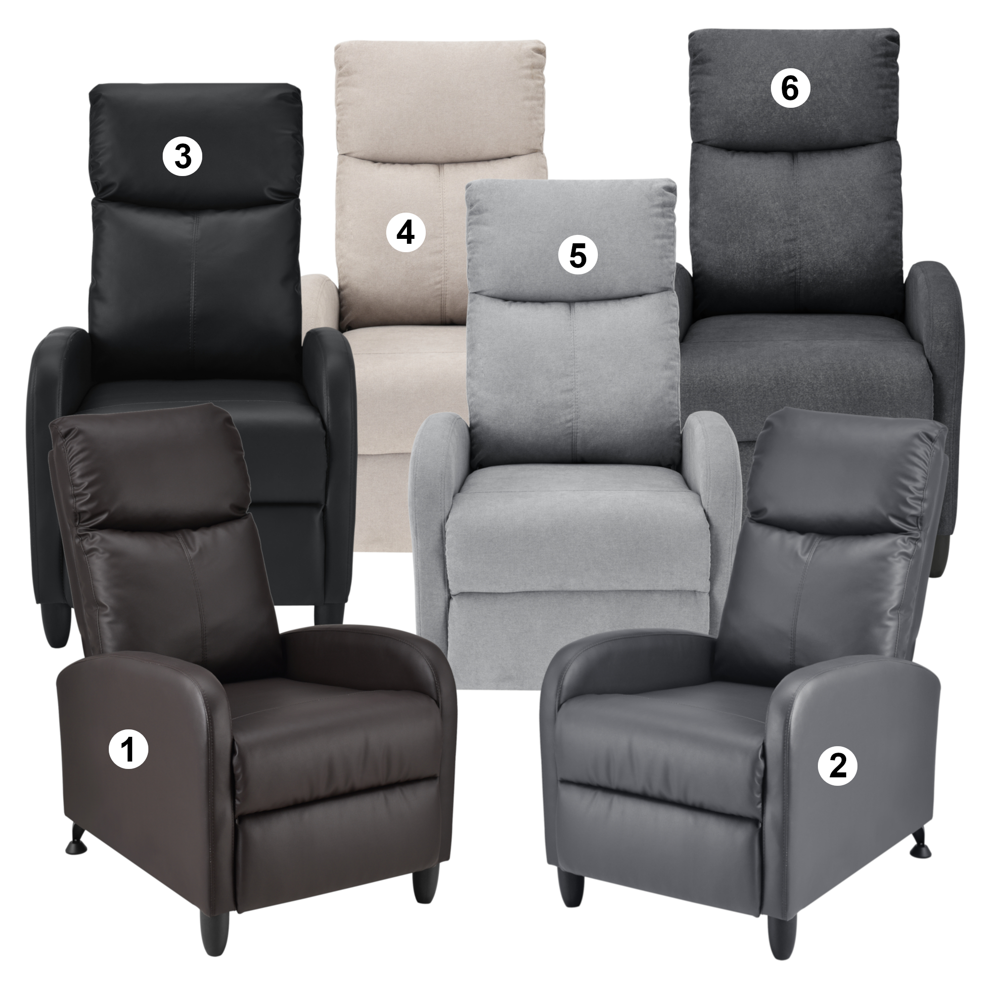 En.casa Sillón Relax Sillón TV Tapicería Sillón Función Tumbona Tumbona