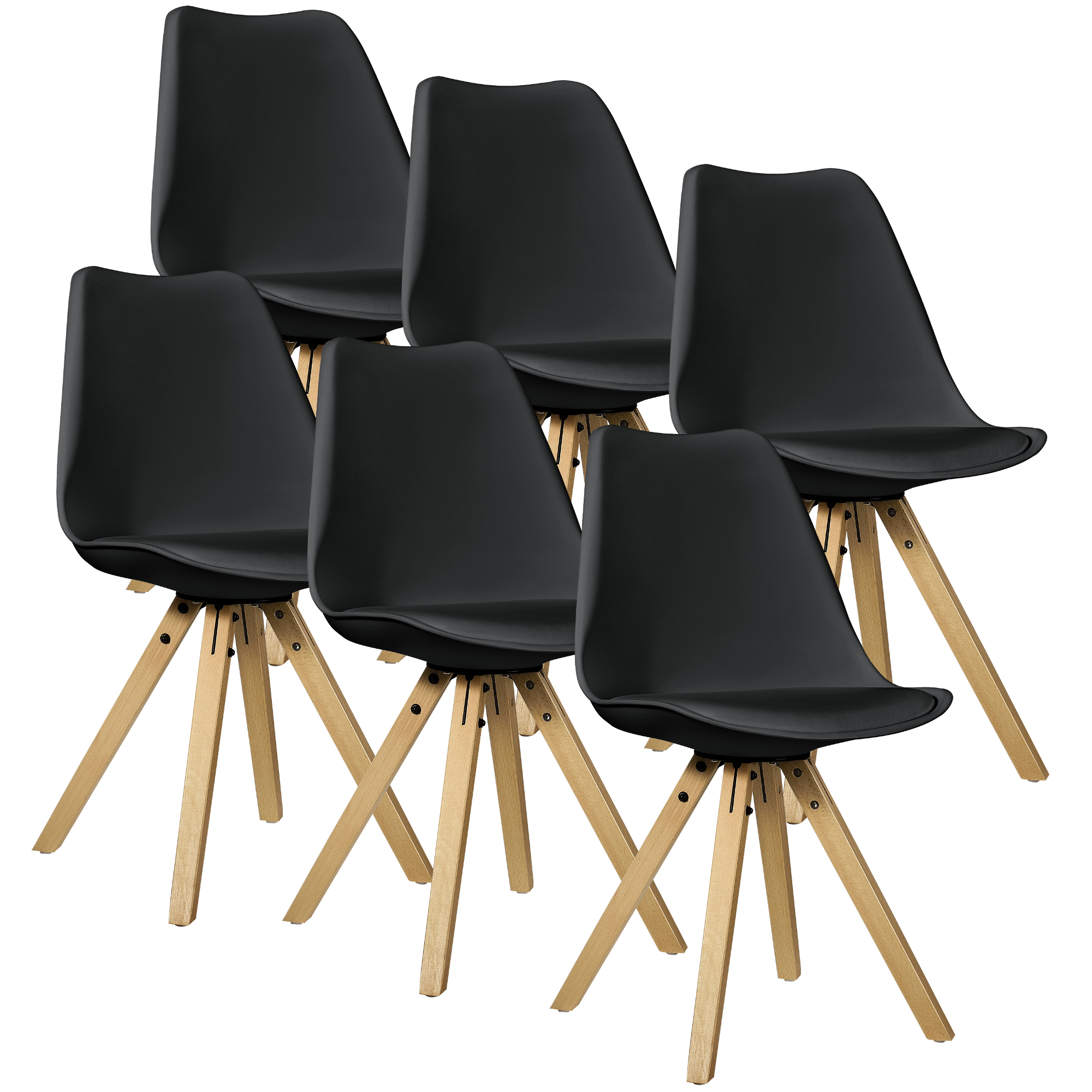 [en.casa]® Esstisch weiß mit 6 Stühlen dunkelrot [140x90] Tisch Stühle