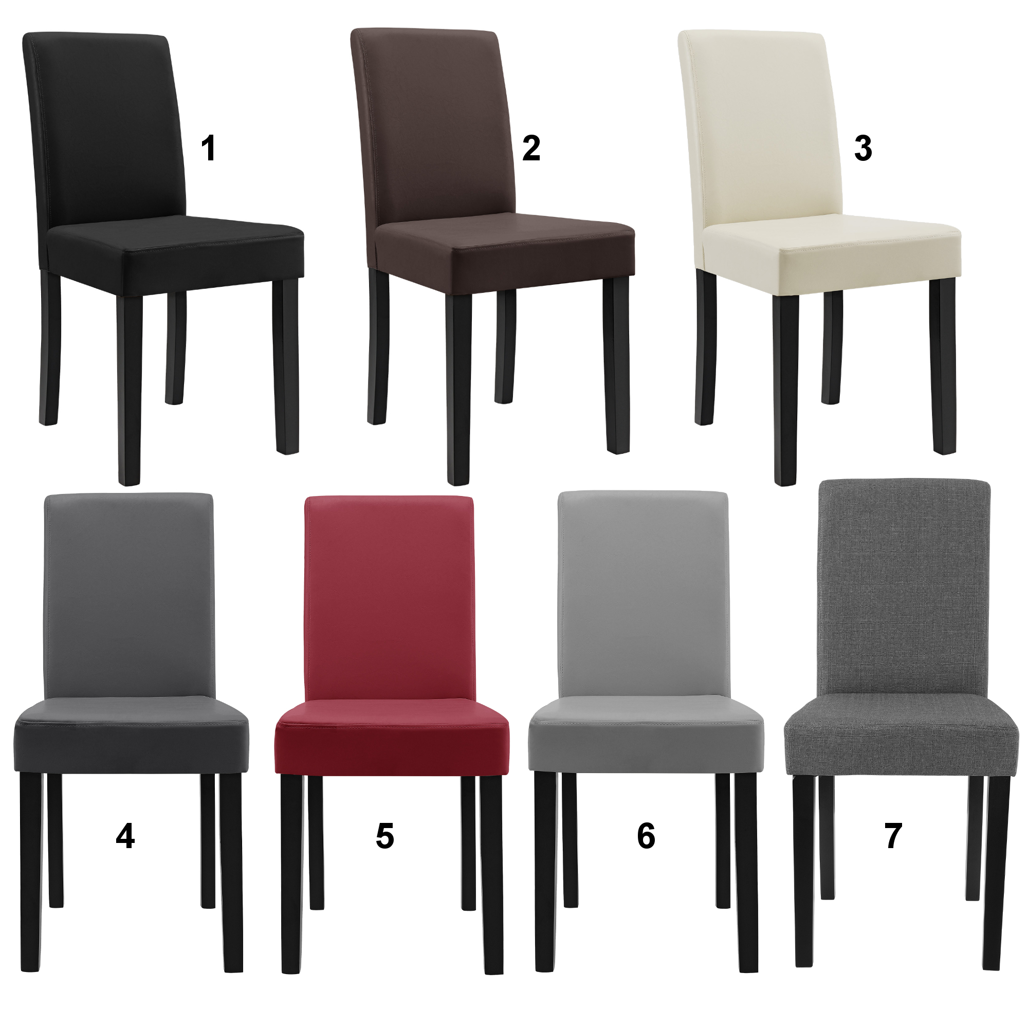 2x [en.casa]® Esszimmer Stühle Kunst-Leder Polster Stuhl Hochlehner