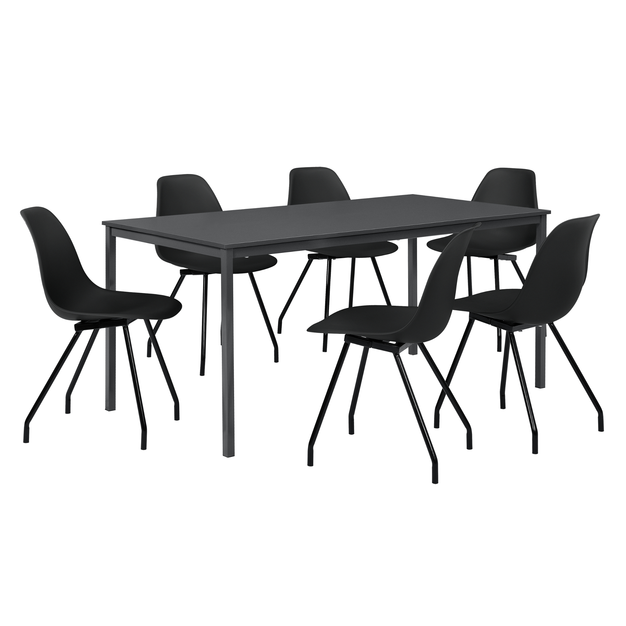 [ensa] Esstisch 6 Stühle Grau Schwarz 180x80cm