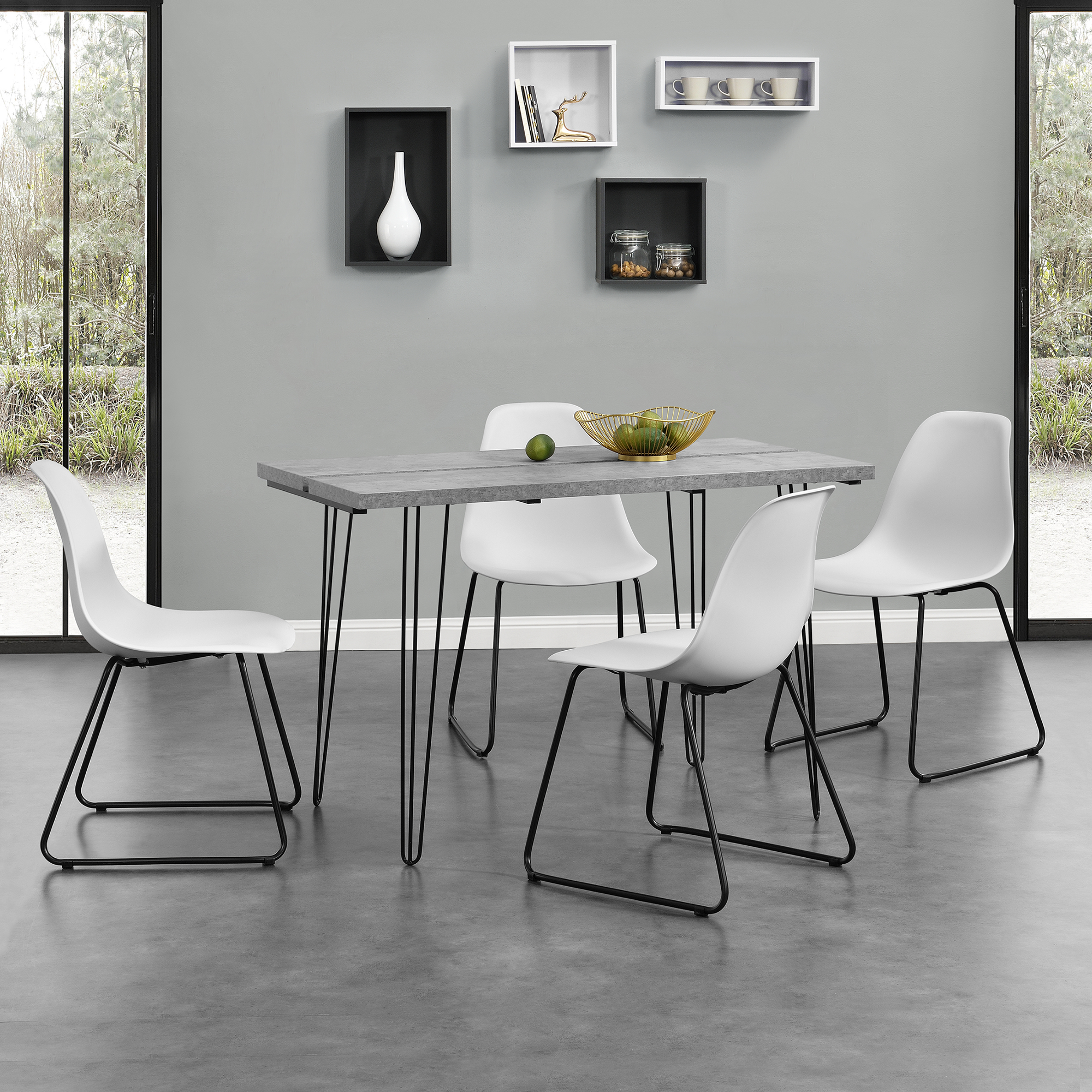 En Casa Esstisch 120x60cm Kuchentisch Esszimmer Tisch Hairpin Legs Beton Optik Ebay