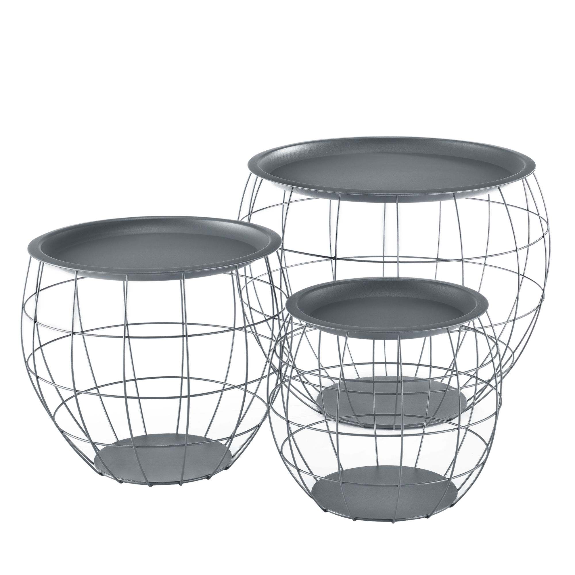 [EN. Casa] Metal Basket Side Table Coffee Table Sofa Table 3 Pieces Set