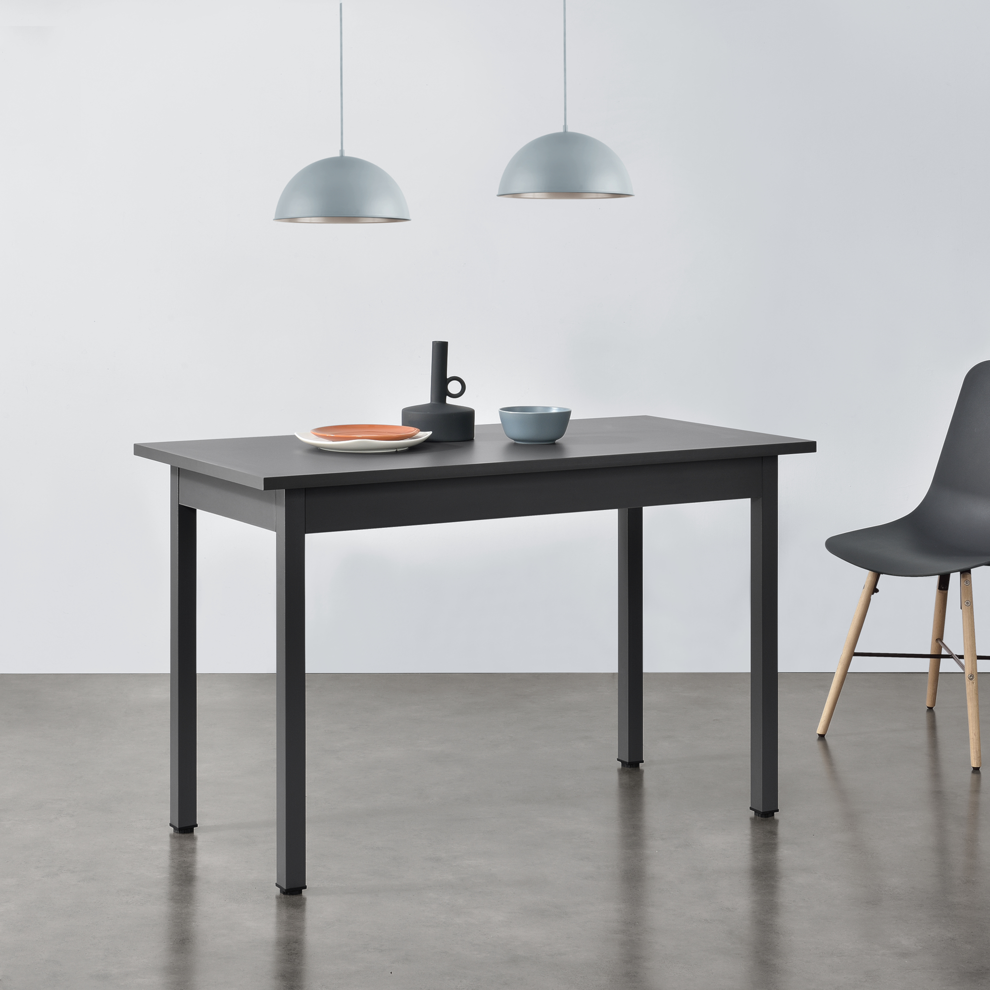 Tavolo da Pranzo Den Haag 120 x 60 cm Grigio Scuro [en.casa]