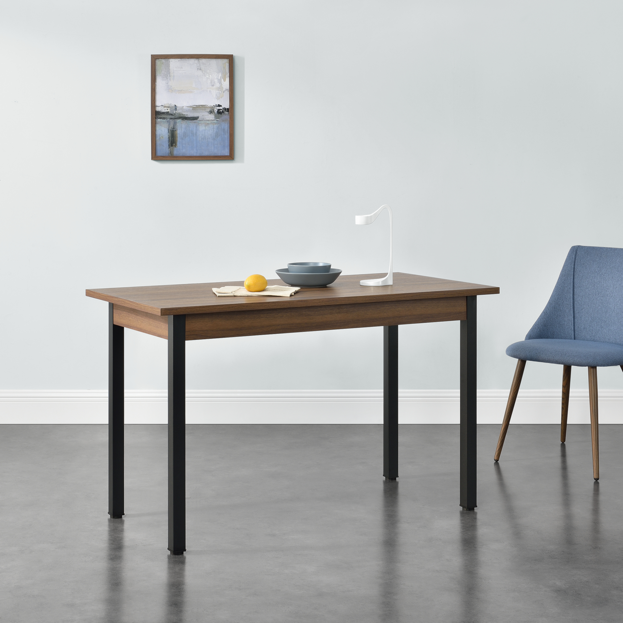 Tavolo da Pranzo Den Haag 120 x 60 cm Effetto Noce / Nero [en.casa]