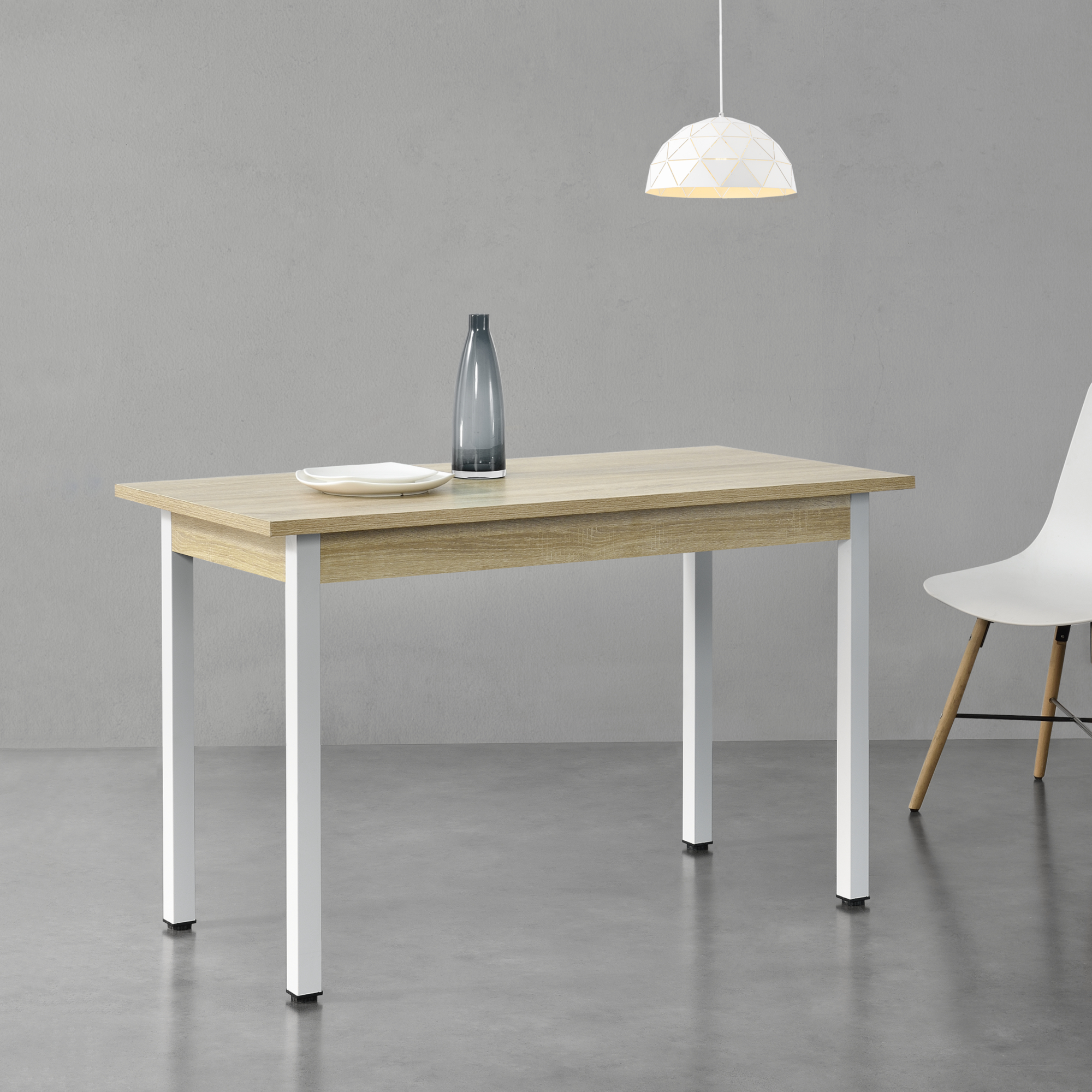 Tavolo da Pranzo Den Haag 120 x 60 cm Effetto Rovere / Bianco [en.casa]