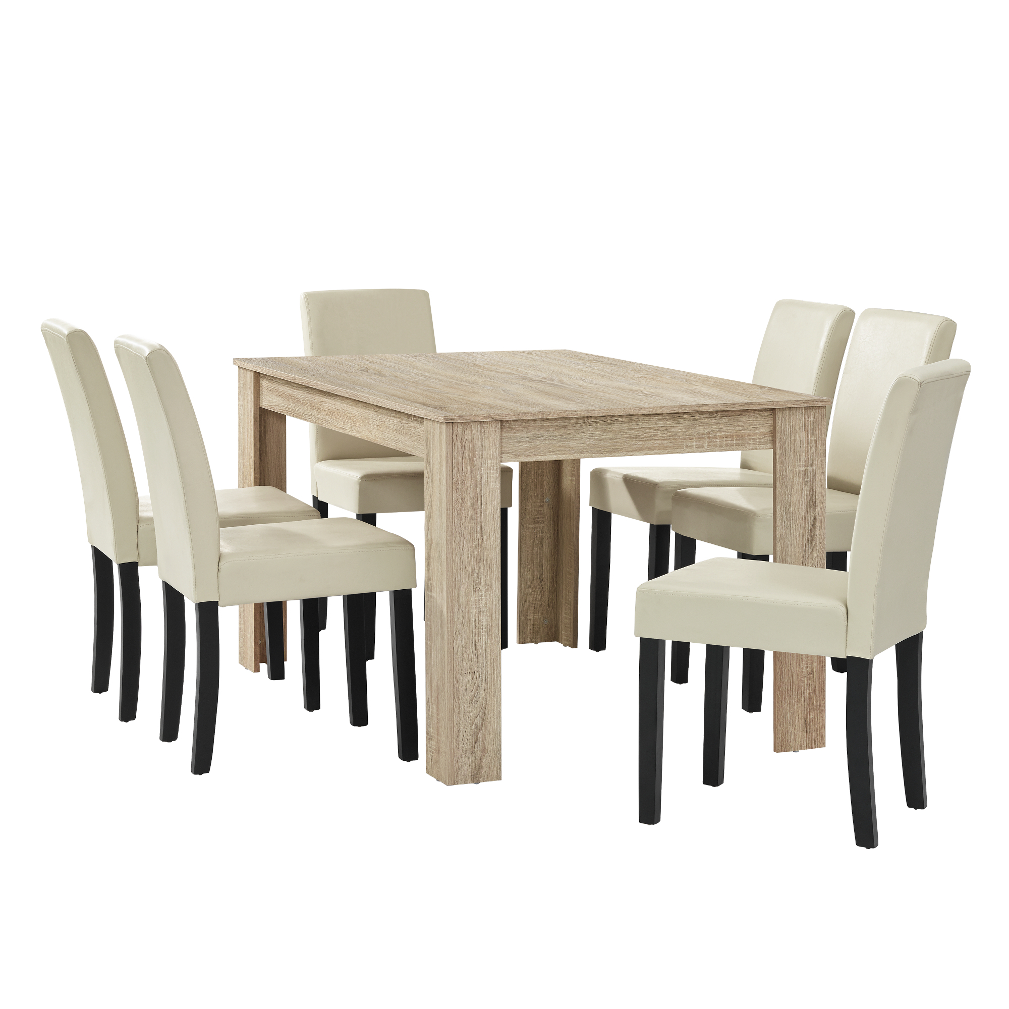 En Casa Esstisch Gekalkte Eiche Mit 6 Stuhlen Creme 140x90 Tisch Stuhle Modern Ebay