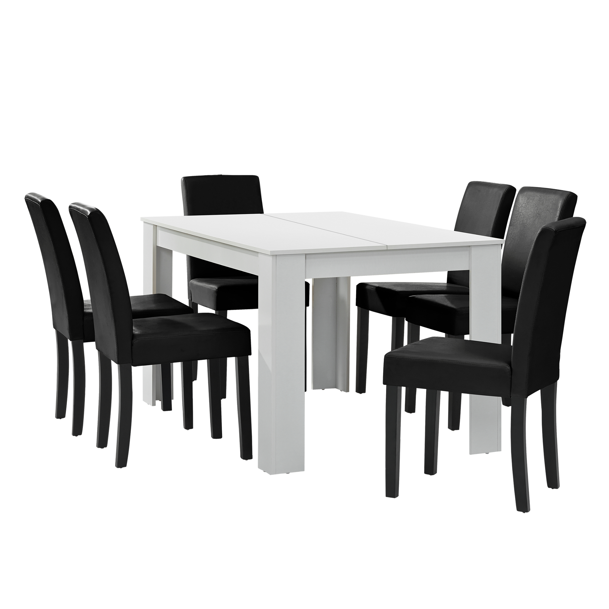 En Casa Esstisch Weiss Mit 6 Stuhlen Schwarz 140x90 Tisch Stuhle Essgruppe Ebay