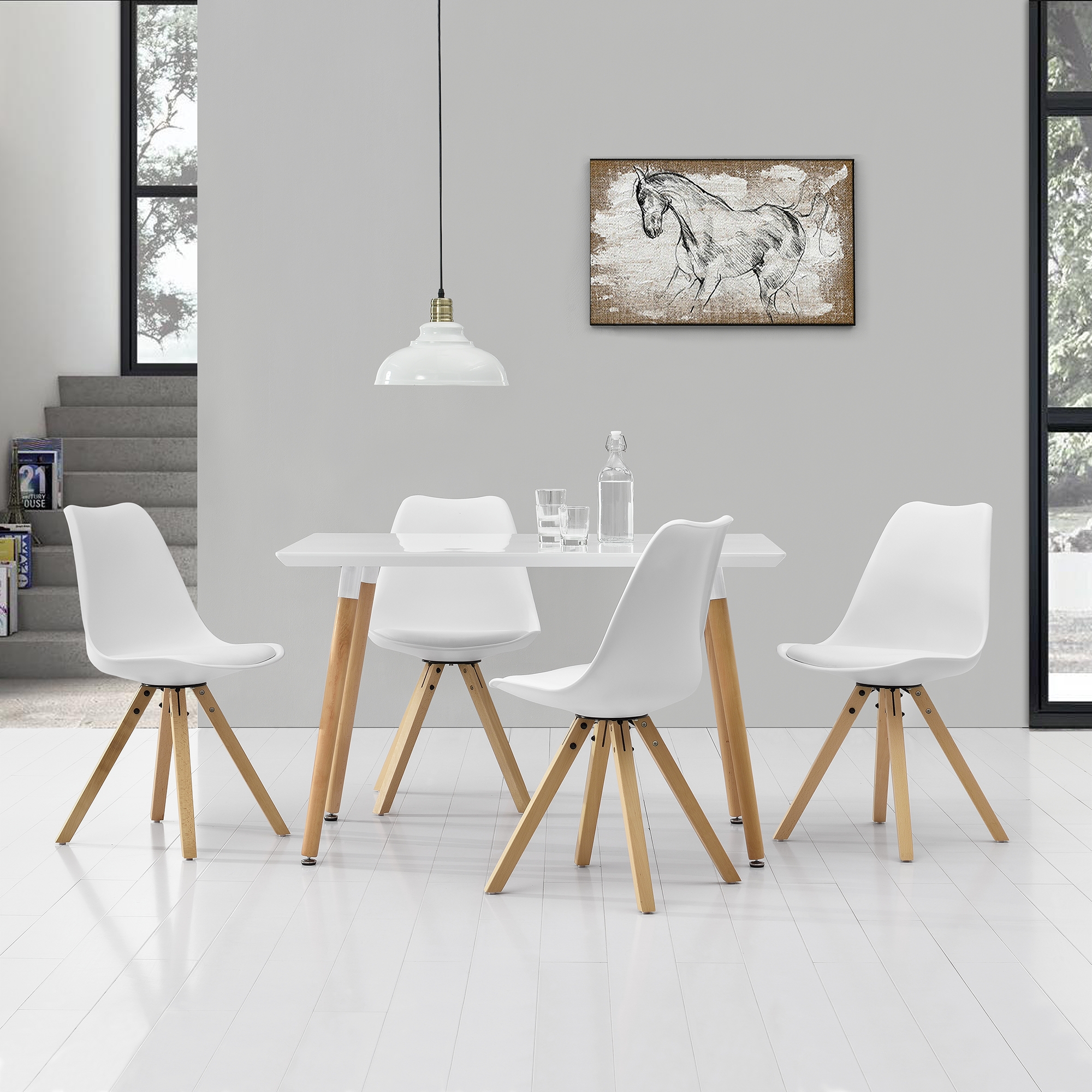 En Casa Esstisch Mit 4 Stühlen Weiß Lack 120x70cm Tisch Essgruppe