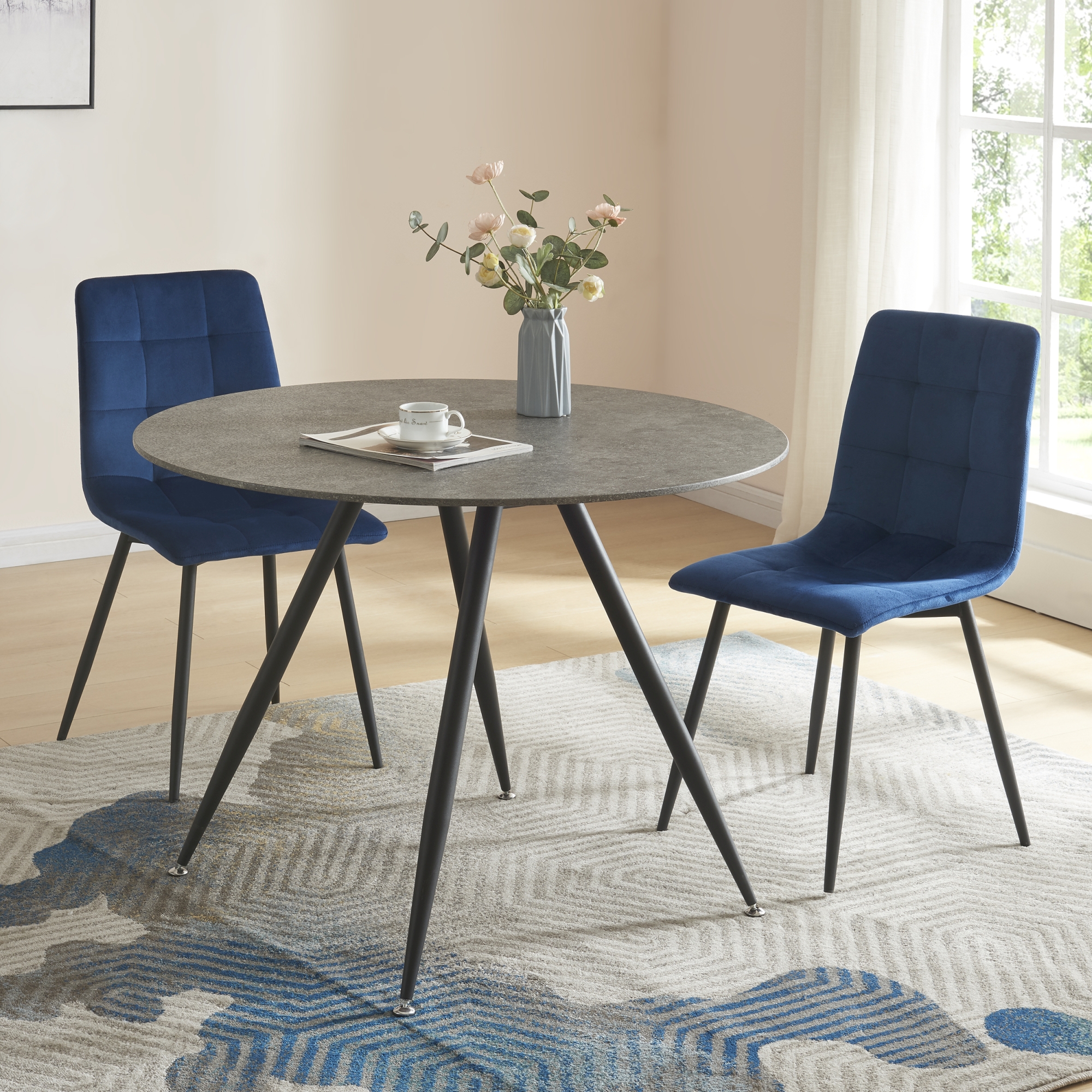Tavolo Fitjar da Sala Pranzo Ø100 cm Effetto Cemento [en.casa]
