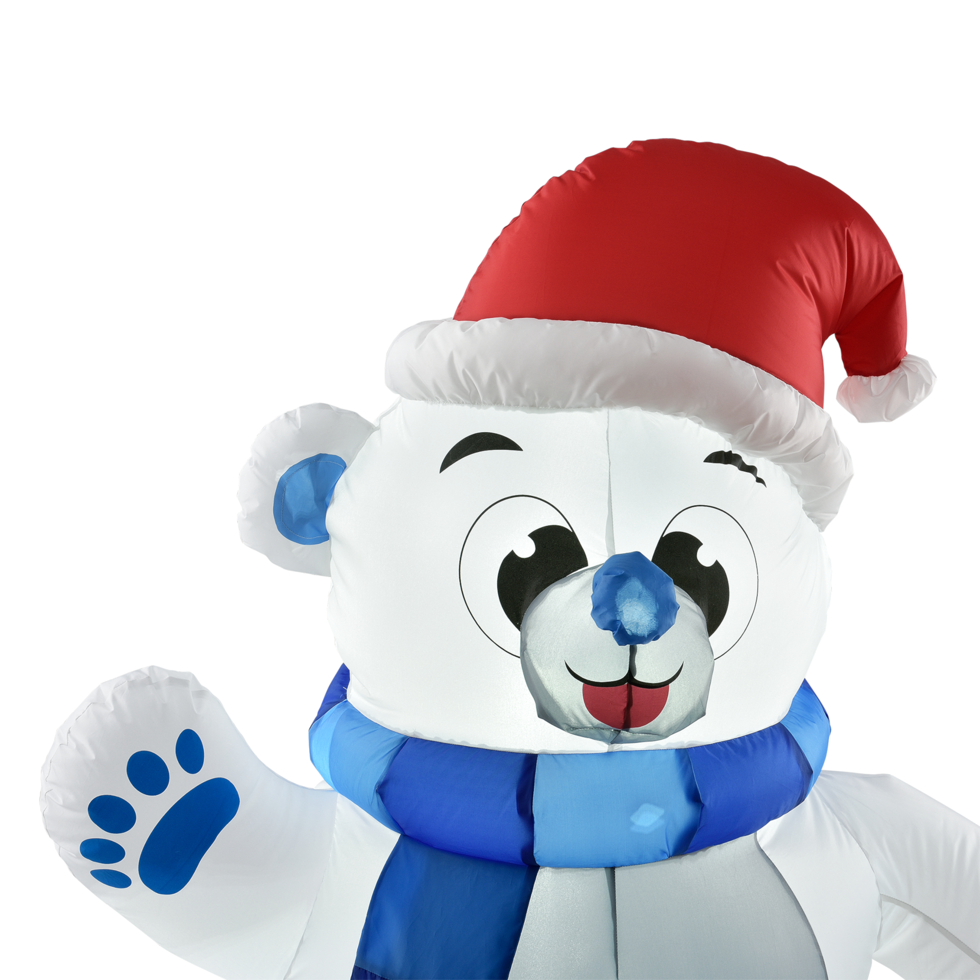 Polarbär 120cm LED Beleuchtet Eisbär mit Geschenkbox Weihnachtsmann Aufblasbar