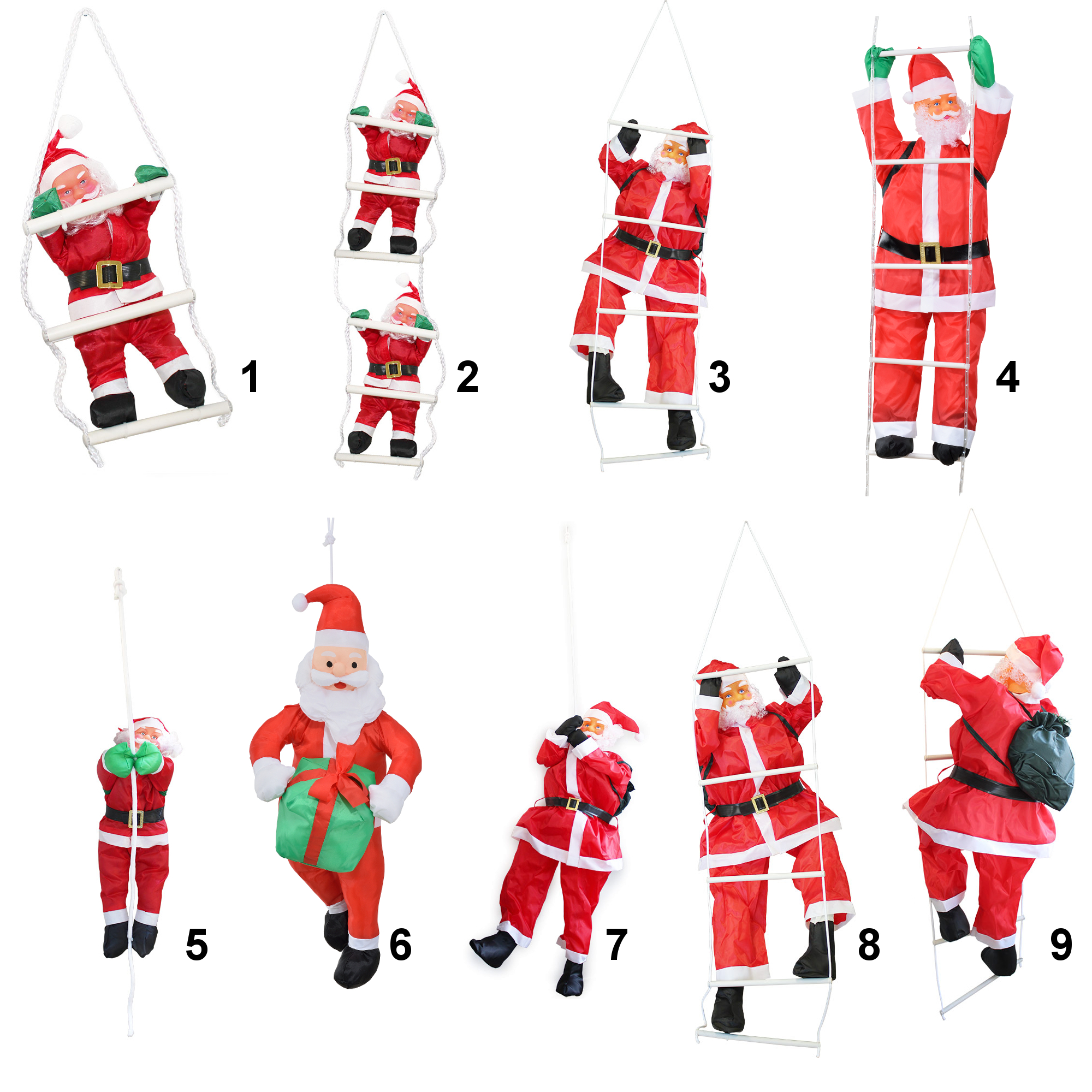 Weihnachtsmann am Seil 40cm Weihnachts Deko Weihnachten Figur Nikolaus Leiter